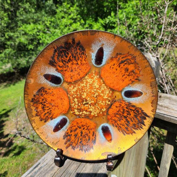 Vintage MCM signed Original Edward Starr for Gumps Handcrafted Enameled Copper P